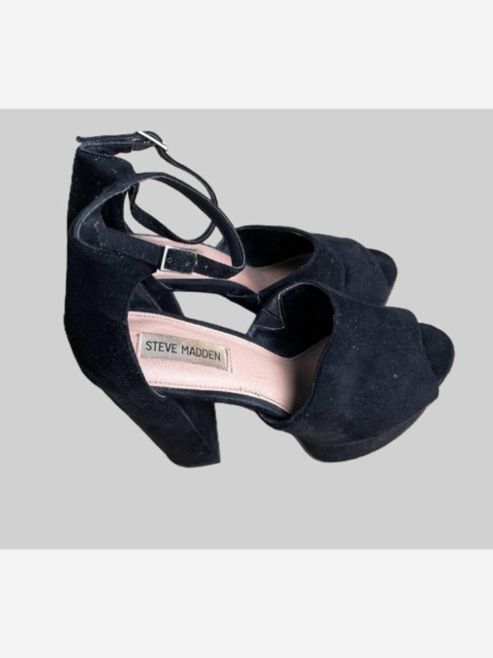 Steve Madden Black Faux‑Suede Block Heels